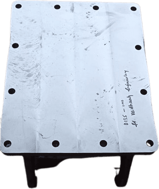 Rectangular cover plate with a drilled bolt pattern
