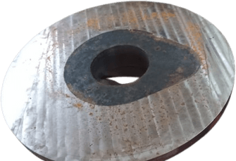 Circular steel plate with an eccentric profiled bore