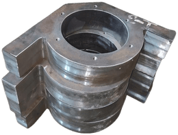 Stacked split housing halves with a large machined bore