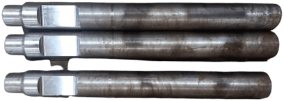 Three stepped steel shafts with keyed ends